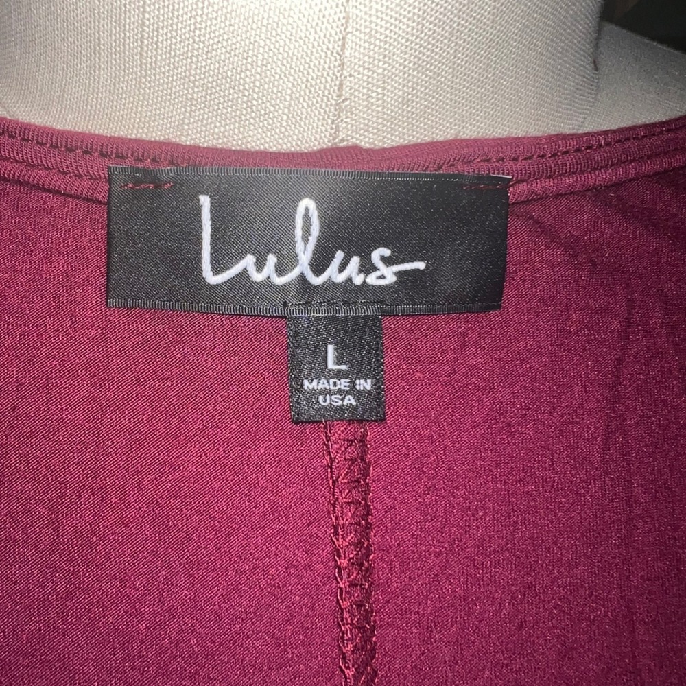 Lulus Women's Burgundy Red Casual Tunic Dress Long Sleeve Pockets Size L New NWT - Picture 7 of 9